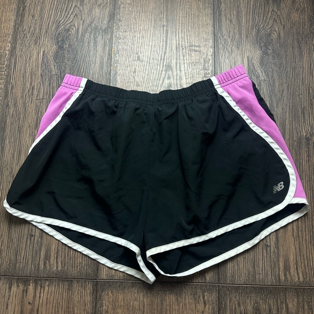 New Balance Women's Black and Purple Athletic Shorts